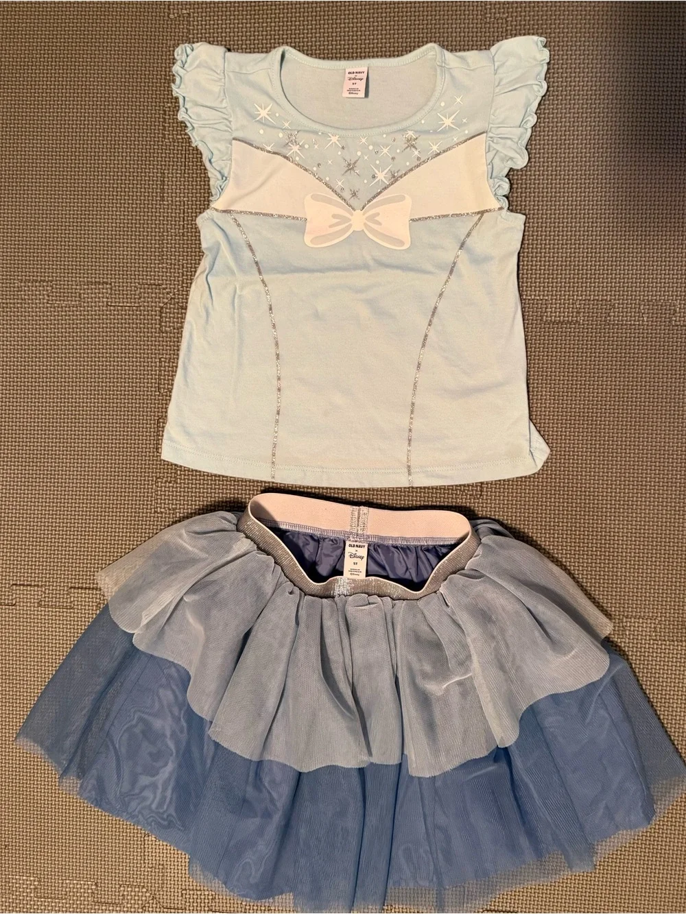 Gap Disney Cinderella Girls Light Blue Tulle Skirt Set with Bow Top